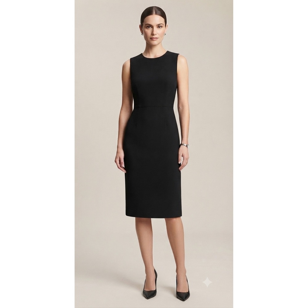 Calvin Klein Sheath Dress Womens 8 Black Sleeveless Knee Length Career Pockets